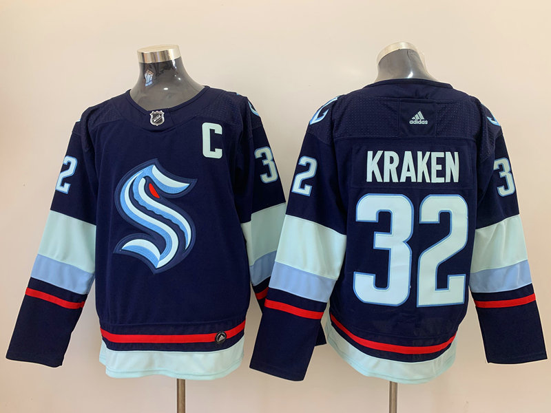 Men New Seattle Kraken 32 Kraken blue NHL Jerseys